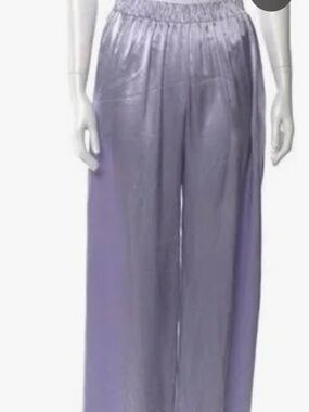 Light Lavender Wide-Leg Satin Pants
